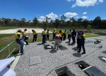 True Water commissioning a utility-quality wastewater system in QLD. Image: True Water